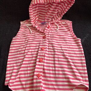 Striped Pink Sleeveless Hoodie for Kids